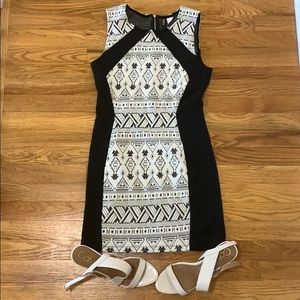H&M Divided black and white bodycon tank dress